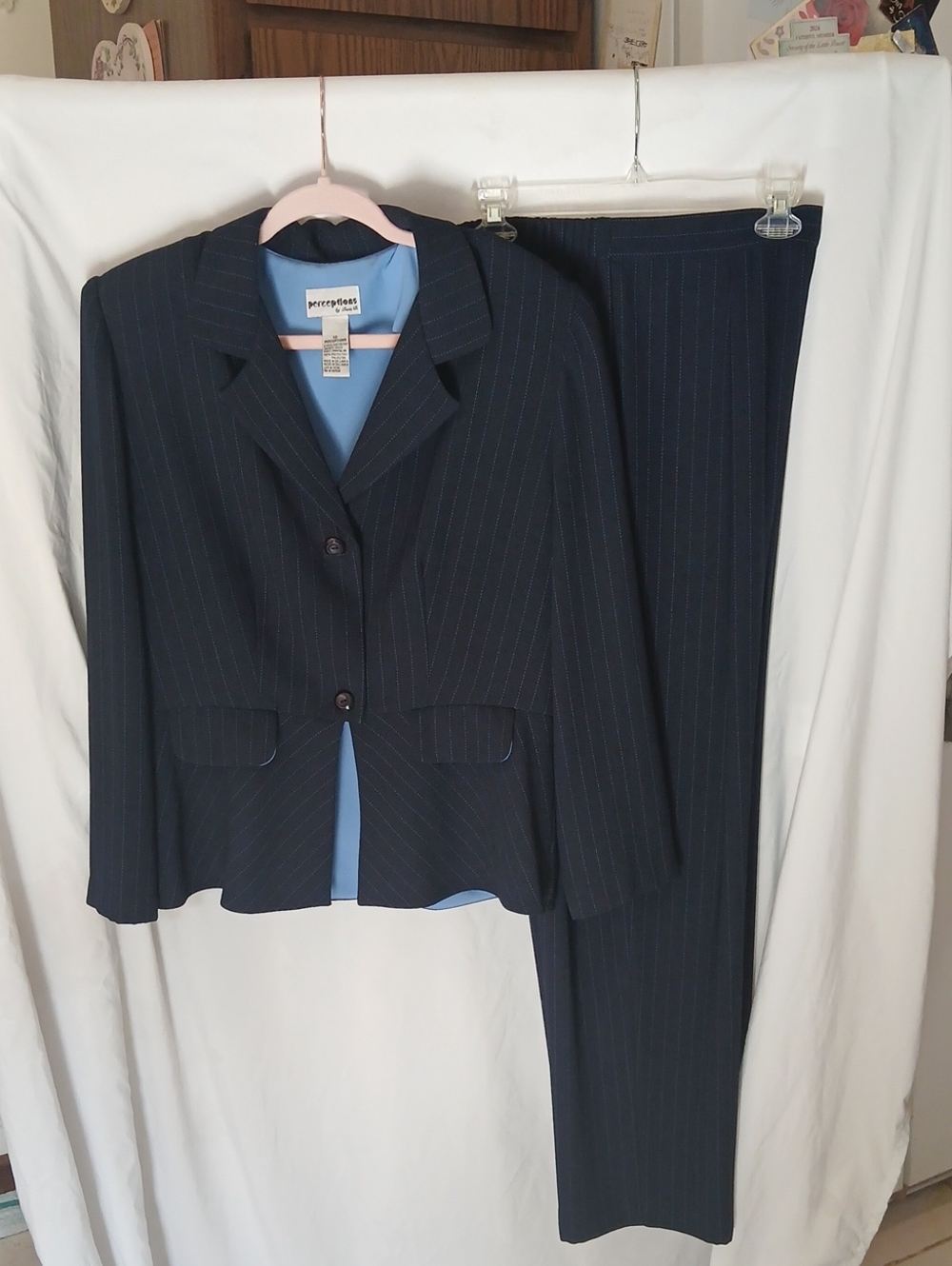 Perceptions Navy Pinstripe Two-Piece Suit Jacket & Pants